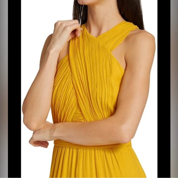 VERONICA BEARD Florencia Sleeveless Tiered Silk Lined Maxi Dress Size 6 Yellow - Picture 8 of 16